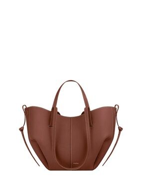 Polene Cyme Mini EDITION TEXTURED COGNAC Small Expandable Tote Hand/Shoulder Bag